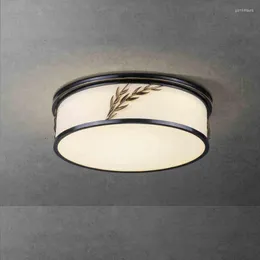 Plafoniere Lampada in stile cinese Tutto in tessuto di rame Rotondo Camera da letto principale Camera moderna Ingresso minimalista Balcone