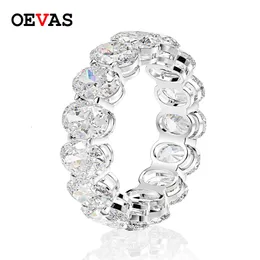 Med sidogonter OEVAS 100% 925 Sterling Silver Oval High Carbon Gemstone Engagement Ring Party Cluster Ring Wedding Band Fine Jewelry Wholesale 230214