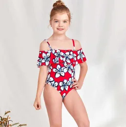 Childrens One Piece Swimsuit One Pieces Spaghetti Strap Cuffle Fiori freschi