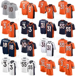 Custom Justin Simmons Russell Wilson Football Jersey Youth Pat Patrick Surtain II Jerry Jeudy Javonte Williams Bradley Chubb Peyton Manning John Elway Sutton Shirt