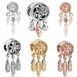 925 Sterling Silver Dangle Charm Feather Starfish Conch Conch Shell Dreamcatcher Beads Bead Fit Pandora Charms Bracelet Diy Jewe308r