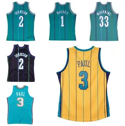 Chris Paul Basketball jerseys Alonzo Mourning # 33 Larry Johnson # 2 Muggsy Bogues # 1 mesh Hardwoods clássico retro jersey Homens Mulheres Juventude S-XXL