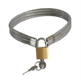 Neueste Edelstahl -Draht Slave Halshalshalle Ring Metall Kragen zurückhaltend Bondage Lock Erwachsene BDSM -Produkt Sexspielzeug für männlich 2644