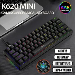 키보드 61 키 60% 미니 게임 기계식 키보드 RGB 핫 스웨이 유형 C 유선 게임 키보드 인체 공학 키보드 키보드 게이머를위한 T230215 최상의 품질