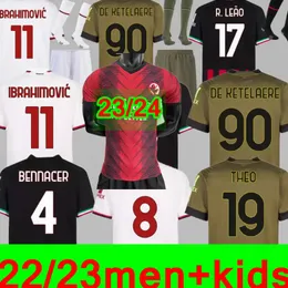 22 23 24 Jerseys de futebol de futebol de Giroud camisa de futebol ibrahimovic 2022 2023 2024 Tonali Rebic Camiseta AC milans Kjaer Theo Brahim R.Leao Men Kit Kit Set Uniforms Origi Player