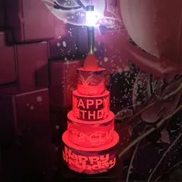 Luxry Party Decoration Ricaricabile LED Happy Birthday Cake Bottle Presenter Wine Holder VIP per Night Club KTV Decor
