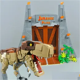Blocks Filme Block Series Jurassic Park T. Rex Rampage Modelo 3120pcs Building Brick Toys Kids Birthday Gift Conjunto compat￭vel com 7593 DHKWG
