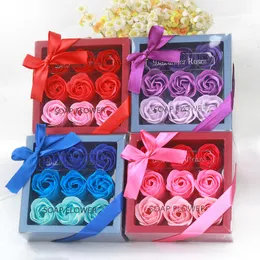 Valentine Day Gifts 9 PCS Soap Flower Rose Box Wedding Birthday Day Artificial Soap Rose Valentines Day Decoration Flower Regalos del Dia de San Valentin Flor de Jabon