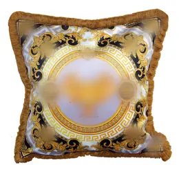 Luxury Pillow Case Designer Signage Classic Mönster Dubbelsidig tryck Tassel Edge Pillowcase Cushion Cover 50*50 cm för nya hemmordekorativa gåvor