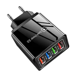 Carregadores de telefone celular QC3.0 4USB Corrente estável 5V 3A carregador de parede PD multi-porta