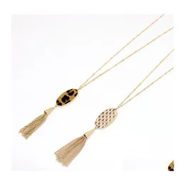 펜던트 목걸이 디자이너 타원형 육각형 Tassel St Leopard 프린트 꼰 스웨터 Long Chian Necklace York Jewelry Drop Delivery Pendan Dh0nj