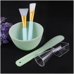 عناصر أخرى 2021 New DIY Sile Facial Making Bowl with Stick Prush Spoon Cosmetic Tools Mask Tool Beauty Tool محلية الصنع تسليم DHKQF
