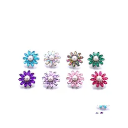 Clasps Hooks Varieties Rhinestone Flower Chunk Clasp 18Mm Snap Button Oval Zircon Claw Charms Bk For Snaps Diy Jewelry Findings Su Dhkxu