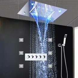 Lüks yağış duş sistemleri gizli led duş başlığı masaj şelale muslukları 4 inç vücut sprey jetleri banyo duş seti2127