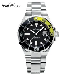 Wristwatches Paul Picot Luxury Mens Watches Stainless Steel Band Fashion Waterproof Quartz Watch for Man Calendar Male Clock Reloj Hombre 230215