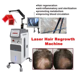 Hair Loss Treatment Laser Machine 650nm Low Level Hairs Regrowth Laser Equipment for Clinic with Skin Analysis Camera Anti Hair Loss Spa Instrument