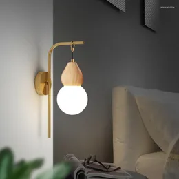 Wandleuchte Nordic Light Luxus Eiche Schlafzimmer Nachttisch Einfaches Wohnzimmer Korridor Gang Hintergrund