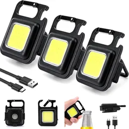 Mini LED LASHLIGHT Work Light Portable Pocket Latarka Łańcuchy USB ładowalne do kempingu na świeżym powietrzu Mała lekka korkociąg
