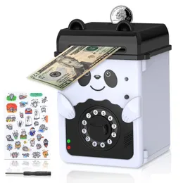 Nauka zabawek Mommed Piggy Bank Money Mini ATM Oszczędzanie z hasłem elektroniczne dla chłopców dziewcząt i adts pANda prawdziwa moneta jako prezenty Birt Dhjy8