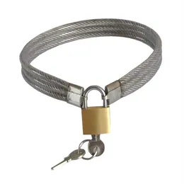 Neueste Edelstahldraht Slave Halshalshalle Ring Metall Kragen zurückhaltend Bondage Lock Erwachsene BDSM -Produkt Sexspielzeug für männlich 322v