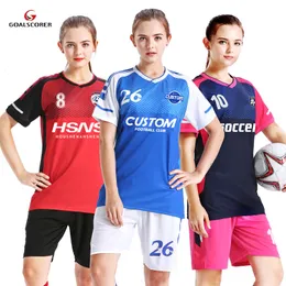 Utomhus t-shirts grossist anpassade personliga flickor fotbollskjorta högkvalitativa kvinnor fotboll uniform andas fotboll tröja för kvinnlig S103 230215