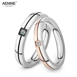 Anelli di banda Aenine Classic zirconia cubica anello inossidabile in acciaio inossidabile Ring Crystal Ring Forever Love per anelli di nozze romantiche AR19102 G230213