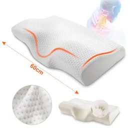 Pillow Orthopedic Memory Foam Pillow 60x35cm Slow Rebound Soft Memory Slepping Pillows Butterfly Shaped Relax The Cervical For Adult 230214