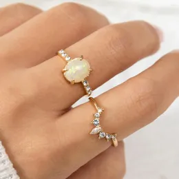 Bröllopsringar ingemark koreansk mode elegant opal oregelbunden uppsättning för kvinnor boho rhinestone knuckle finger ring ons tillbehör smycken