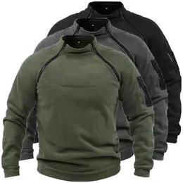 Erkek hoodies sweatshirtler bize swat erkek taktik açık kutup polar ceket av giysileri sıcak fermuar kazak adam rüzgar geçirmez ceket termal yürüyüş sweater 230215