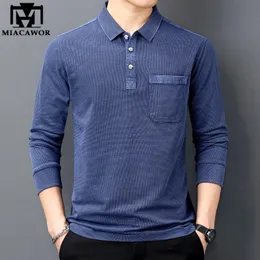 Męska marka Polos Polos Spring Autumn Vintage Polo Shirt Men Wysokiej jakości bawełniana koszulka koszulka Homme długie rękawy Camisa Polo Men Ubranie T1105 230215