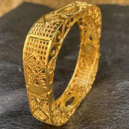 Armreifen unregelmäßig 4pc 24.000 Goldfarbe Äthiopisches Armband Saudi Arabische Dubai Armreifen für Frauen Hochzeit Schmuck afrikanische Geschenke
