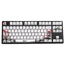 Tangentbord endast Sales TeyCap Novely Dye Sub Plum Blossom OEM Profile Keycaps för 61/64/68/108 Mekaniska tangentbordslockor Ryska japanska T230215