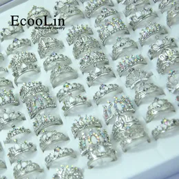 Wedding Rings 50Pcs Royal Crown Women's Ring Fashion Zircon Shiny Women Engagement Jewelry Lots Packs LR4024 230214
