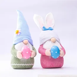 Party Decoration New Easter pink ears checkered bunny gnome doll elf doll ornament home decoration items