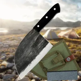 Handgjorda smidda st￥lk￶ksknivkockar Knivar Fullt Tang High-Carbon Butcher Knife Claaver Meat Cutter K￶k Knivar235x