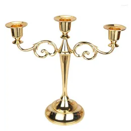 Candle Holders 3-Candle Metal Candelabra Tall Holder Wedding Event Stand (Gold)