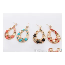 Pieno orecchini lampadici per donna Design Design coreano Crystal Drop Earring Rhinestone Geometric Pearl Bohémien consegna ebreo dhcru