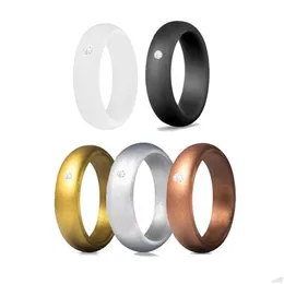 Rings 5.7Mm 1 Set Women Sile Hypoallergenic Flexible Engagement Band Antibacterial Rubber Finger Ring Sports Jewelry Drop Del Dhuia
