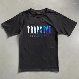 남성용 트랙 슈트 2023 고품질 자수 로고 Trapstar T 셔츠 남성 여성 EU 크기면 힙합 탑 티