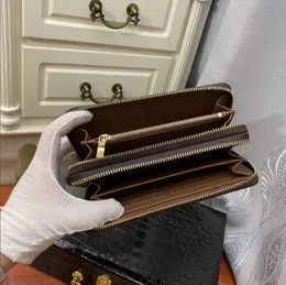 Portafogli di lusso per donna marrone in pelle nera con doppia cerniera portafoglio da uomo lungo classico da donna con portacarte Pochette Portafoglio