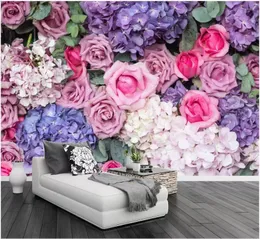 Bakgrunder 3D Bakgrund Custom Po Garden Rose Flower Living Room Home Decor TV Bakgrund Väggmålningar för väggar 3 D
