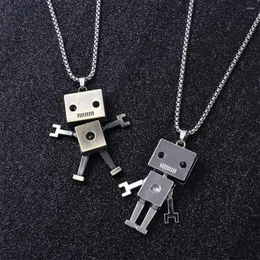 Anhänger Halsketten Hip Hop Trendy Edelstahl Halskette Unisex Schwerindustrie Mann Geburtstagsgeschenk Metall Roboter Design Schmuck