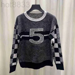 Женский дизайнер свитеров New 2022 Fashion осень зимний тихий вязаный свитер Женщины O-образные с длинным рукавом геометрический рисунок буквы повседневной вязаный пуловер 9q2u