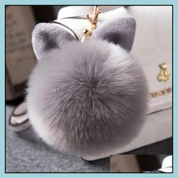 Keychains Acess￳rios de moda Fur Pom Kichain Fake Rabbit Ball Key Chain Porte Clef Pompom de Fourrure Pompon Bag Charms Bunny Ke302Q