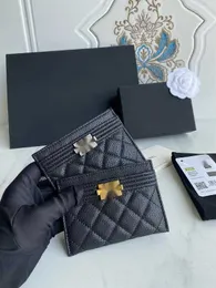 Carta de design de marca de luxo CC Carteiras curtas 84431 Cadeia xadrez carteira de casca de casca feminina feminina de bolso de bolso de couro com zíper da bolsa de moeda de moedas embreagem de moeda