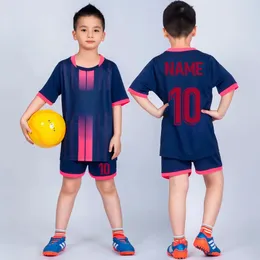 Utomhus T-shirts Custom Child Soccer Jerseys Set Boys Girls Football Uniform Sportwear Youth Kids Football Training Uniforms Tracksuits 230215