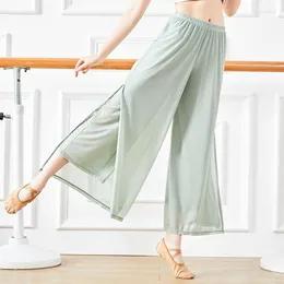 Женские брюки китайский современный классический народный танец широкие ноги женские брюки сцены сцены взрослая тренировка сказочная танцевальная одежда сплит