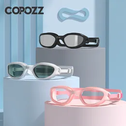 Goggles Copozz Swimming Goggles Waterproof Vistex Anti dimma speglade justerbara silikon badglasögon professionell badutrustning glasögon 230215