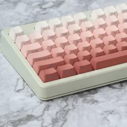 Keyboard Pink Gradient Keycaps OEM Profil Zwrotu Przezroczystość Keycap PBT Side/Top Drukuj Keycapy dla GK61 68 87 104 Mechaniczne klawiatury T230215