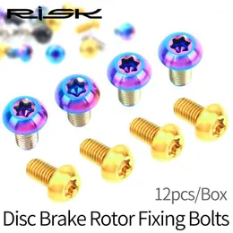 Cykelbromsar Risk m5x10mm skivbromsrotorbult T25 Torx Titaniumlegering Bicycle Part Mtb Mountain Fixing Ti Skruv 12 st/set